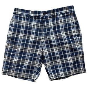 Banana Republic Aiden Shorts Chinos Mens Blue White Plaid 31